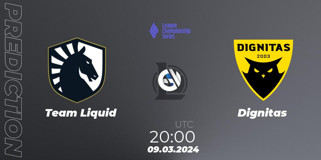 Pronóstico Team Liquid - Dignitas. 09.03.2024 at 23:00, LoL, LCS Spring 2024 - Group Stage