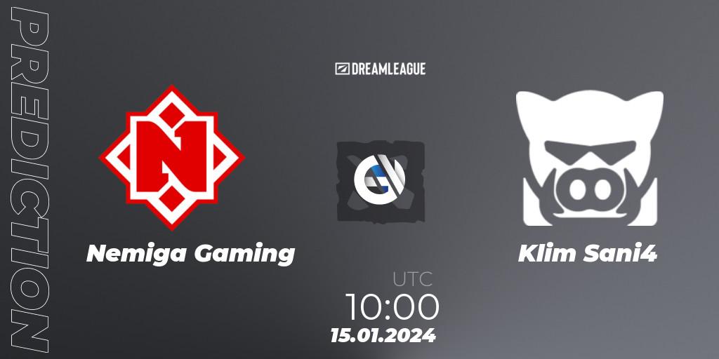 Pronóstico Nemiga Gaming - Klim Sani4. 15.01.2024 at 10:01, Dota 2, DreamLeague Season 22: Eastern Europe Closed Qualifier