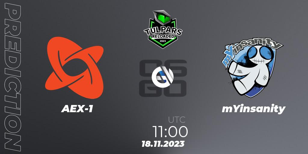 Pronóstico AEX-1 - mYinsanity. 18.11.2023 at 11:00, Counter-Strike (CS2), Monsters Reloaded 2023: German Qualifier