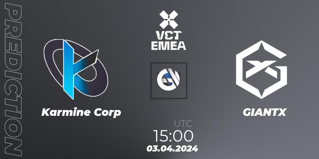 Pronóstico Karmine Corp - GIANTX. 03.04.24, VALORANT, VALORANT Champions Tour 2024: EMEA League - Stage 1 - Group Stage