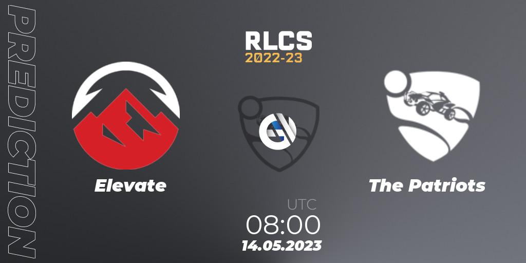 Pronóstico Elevate - The Patriots. 14.05.2023 at 08:00, Rocket League, RLCS 2022-23 - Spring: Asia-Pacific Regional 1 - Spring Open