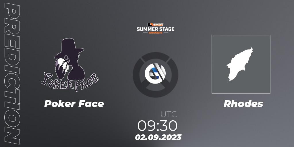 Pronóstico Poker Face - Rhodes. 02.09.2023 at 09:30, Overwatch, Overwatch League 2023 - Summer Stage Knockouts