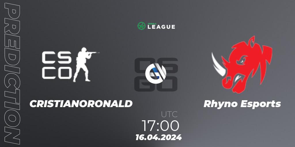 Pronóstico CRISTIANORONALD - Rhyno Esports. 16.04.2024 at 17:00, Counter-Strike (CS2), ESEA Season 49: Advanced Division - Europe