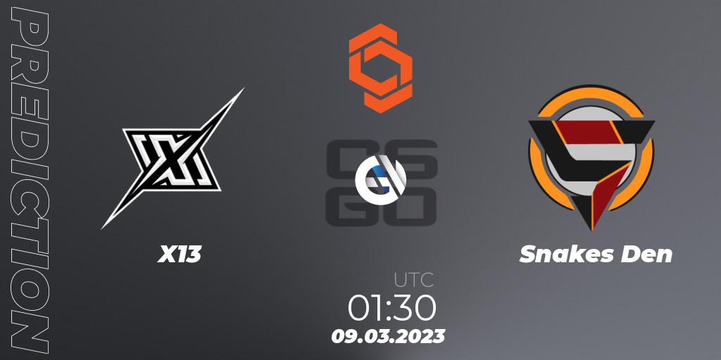 Pronóstico X13 - Snakes Den. 09.03.2023 at 01:30, Counter-Strike (CS2), CCT North America Series #4