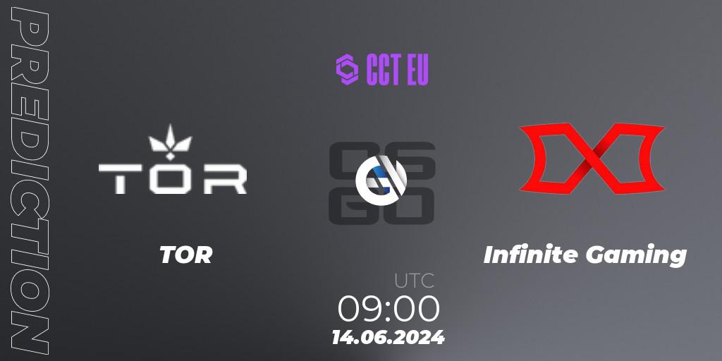 Pronóstico TOR - Infinite Gaming. 14.06.2024 at 09:00, Counter-Strike (CS2), CCT Season 2 European Series #6 Play-In