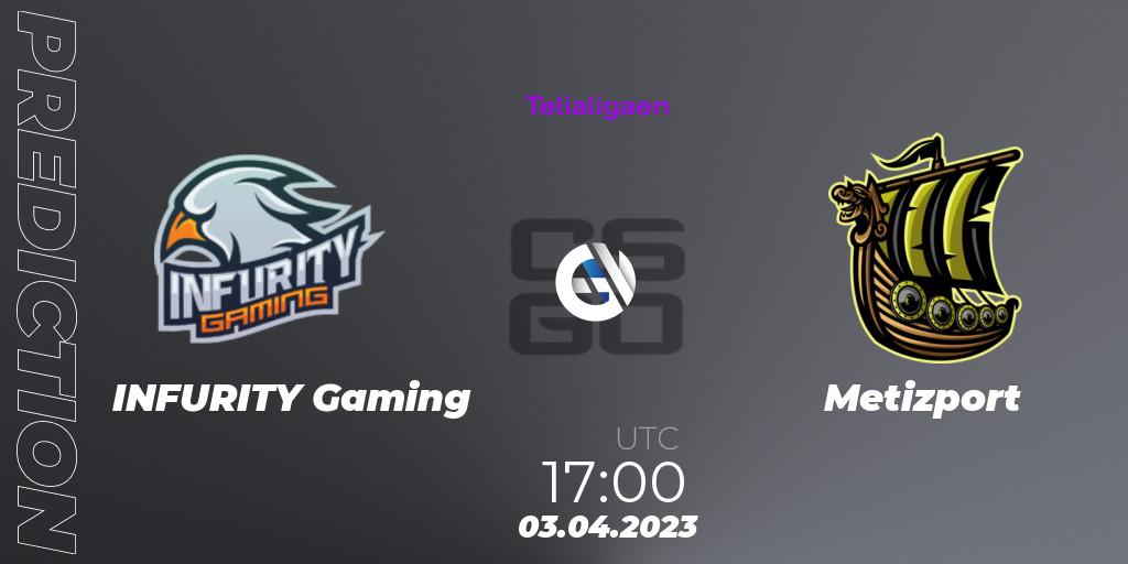 Pronóstico INFURITY Gaming - Metizport. 03.04.23, CS2 (CS:GO), Telialigaen Spring 2023: Group stage