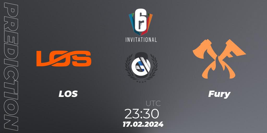 Pronóstico LOS - Fury. 17.02.2024 at 23:30, Rainbow Six, Six Invitational 2024 - Group Stage