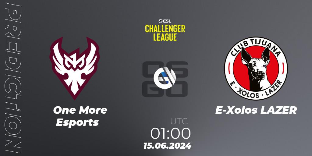 Pronóstico One More Esports - E-Xolos LAZER. 15.06.2024 at 01:00, Counter-Strike (CS2), ESL Challenger League Season 47 Relegation: North America