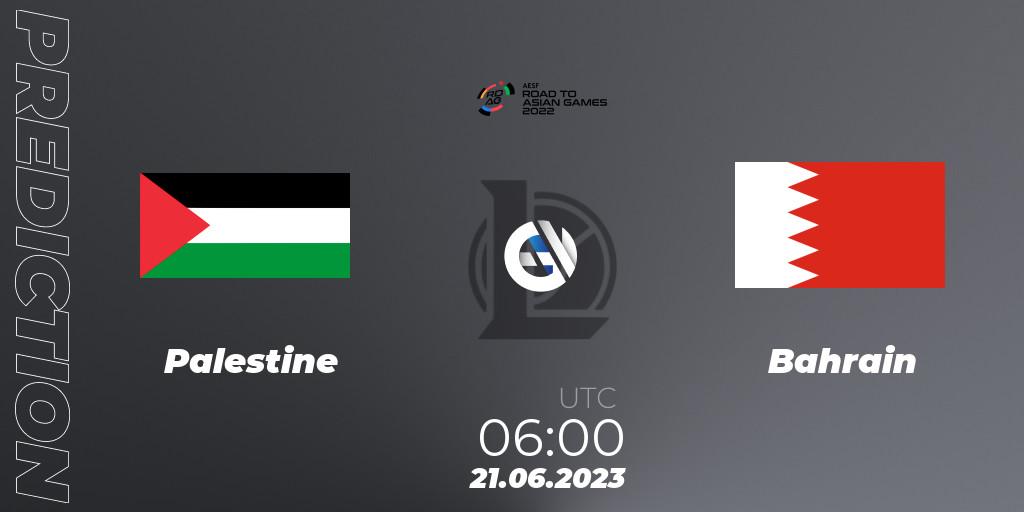 Pronóstico Palestine - Bahrain. 21.06.2023 at 06:00, LoL, 2022 AESF Road to Asian Games - West Asia