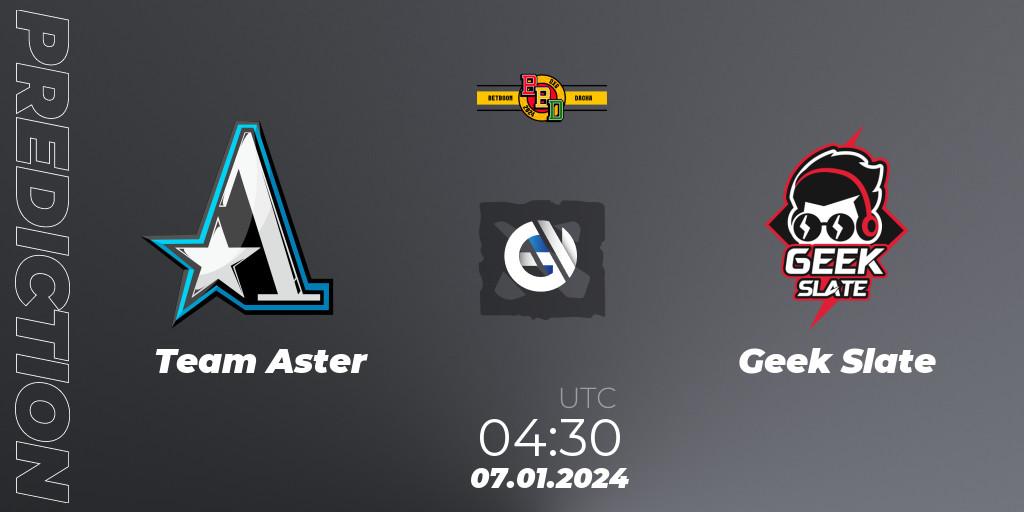 Pronóstico Team Aster - Geek Slate. 07.01.24, Dota 2, BetBoom Dacha Dubai 2024: SEA and CN Closed Qualifier