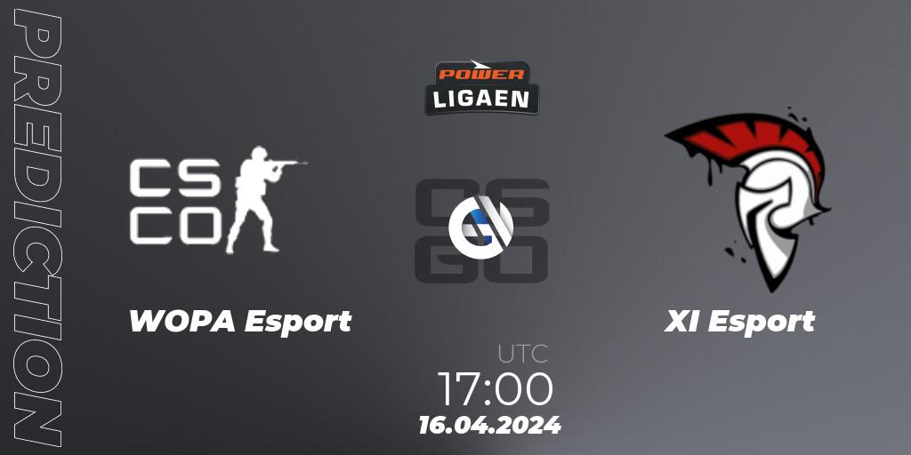 Pronóstico WOPA Esport - XI Esport. 16.04.2024 at 17:00, Counter-Strike (CS2), Dust2.dk Ligaen Season 26