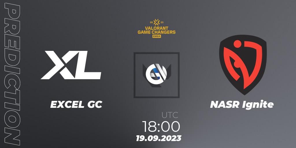 Pronóstico EXCEL GC - NASR Ignite. 19.09.2023 at 18:00, VALORANT, VCT 2023: Game Changers EMEA Stage 3 - Group Stage
