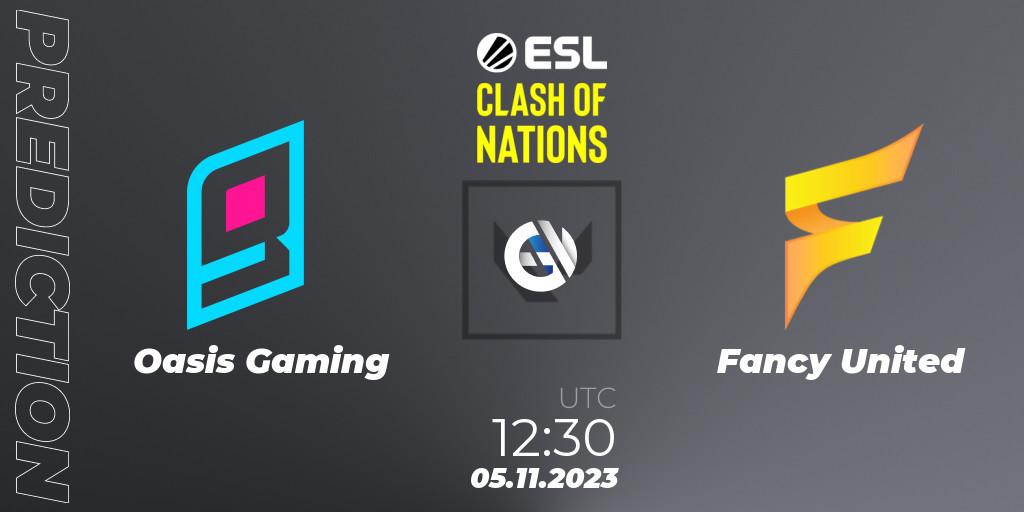 Pronóstico Oasis Gaming - Fancy United. 05.11.2023 at 13:00, VALORANT, ESL Clash of Nations 2023 - SEA Closed Qualifier