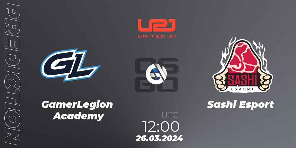 Pronóstico GamerLegion Academy - Sashi Esport. 26.03.24, CS2 (CS:GO), United21 Season 13
