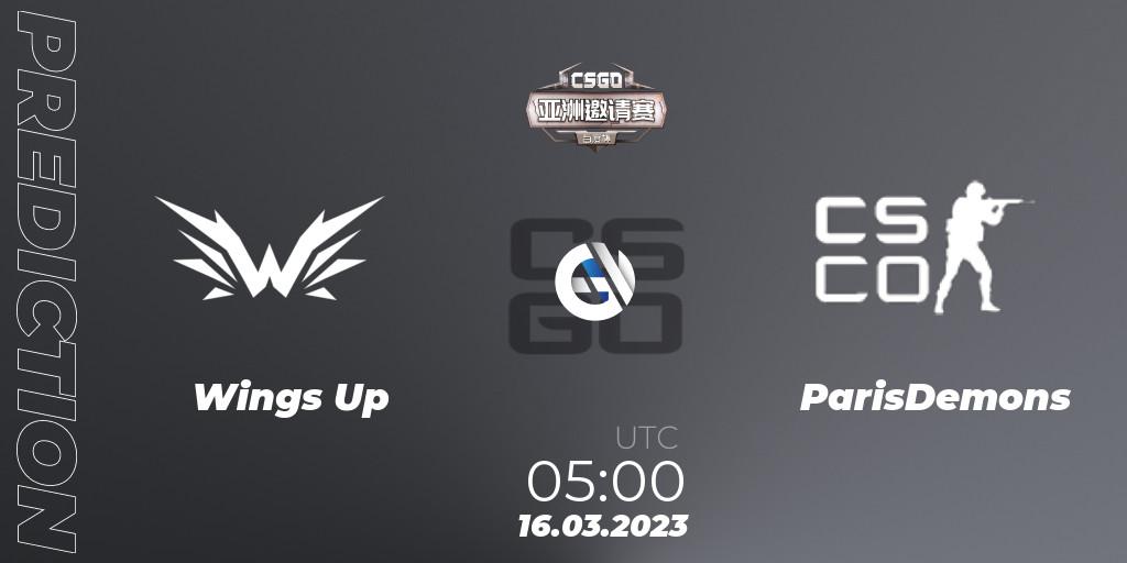 Pronóstico Wings Up - ParisDemons. 16.03.2023 at 05:00, Counter-Strike (CS2), Baidu Cup Invitational #2