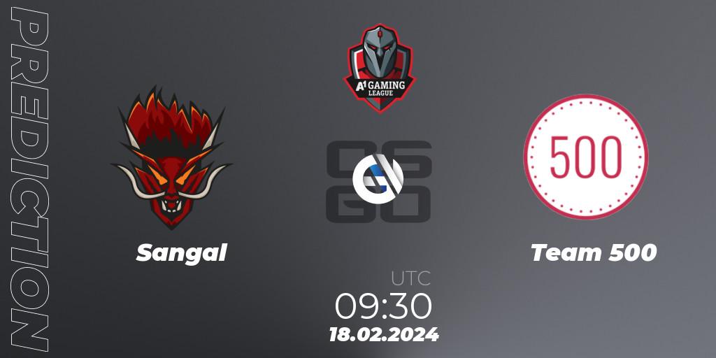 Pronóstico Sangal - Team 500. 18.02.2024 at 09:30, Counter-Strike (CS2), A1 Gaming League Season 8