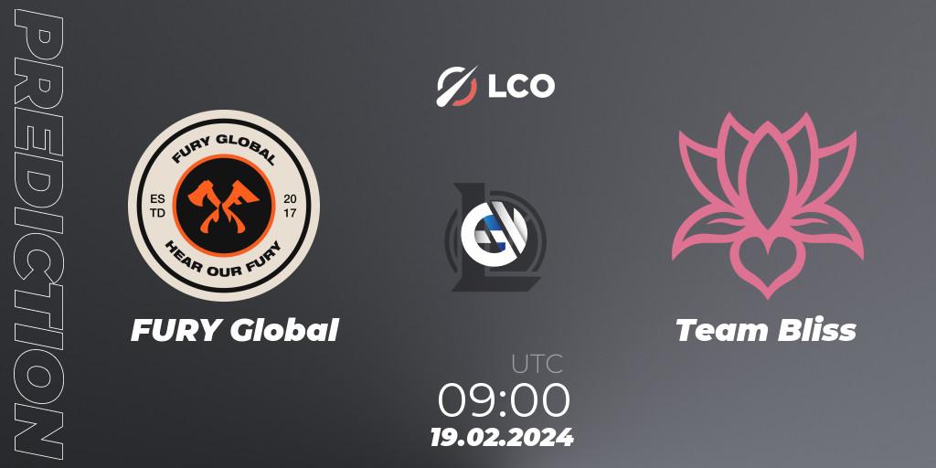 Pronóstico FURY Global - Team Bliss. 19.02.24, LoL, LCO Split 1 2024 - Group Stage