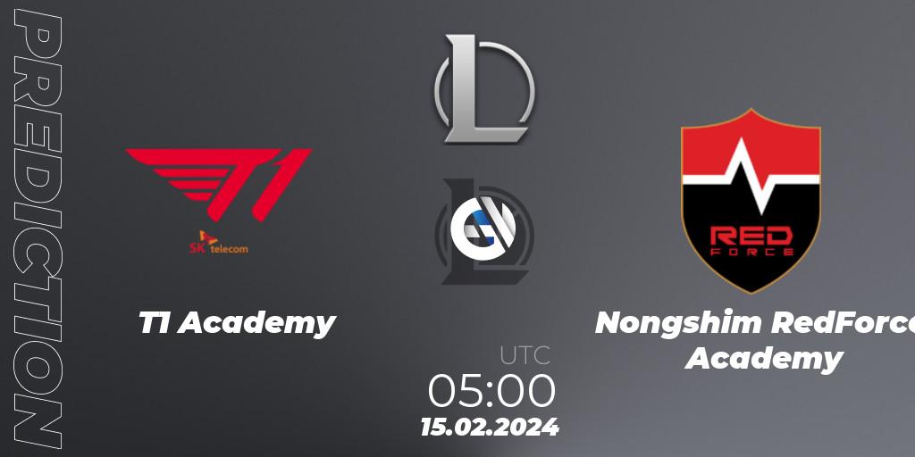 Pronóstico T1 Academy - Nongshim RedForce Academy. 15.02.2024 at 05:00, LoL, LCK Challengers League 2024 Spring - Group Stage