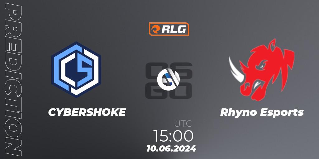 Pronóstico CYBERSHOKE - Rhyno Esports. 10.06.2024 at 15:00, Counter-Strike (CS2), RES European Series #5