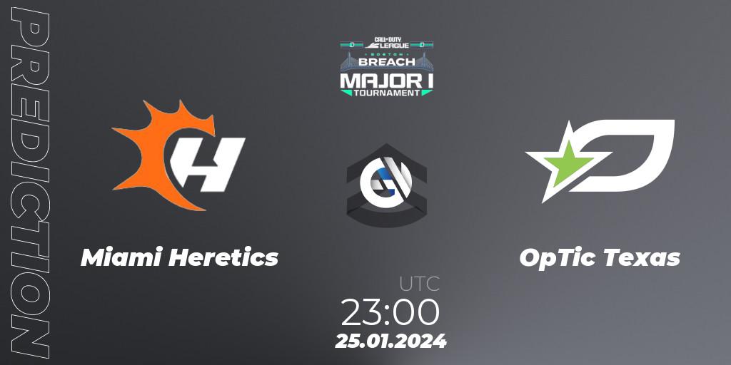 Pronóstico Miami Heretics - OpTic Texas. 25.01.2024 at 23:15, Call of Duty, Call of Duty League 2024: Stage 1 Major