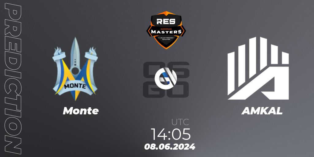 Pronóstico Monte - AMKAL. 08.06.2024 at 14:05, Counter-Strike (CS2), RES European Masters Fall 2024