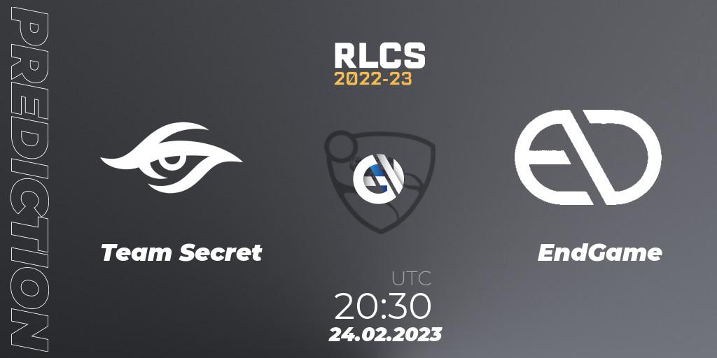 Pronóstico Team Secret - EndGame. 24.02.2023 at 20:30, Rocket League, RLCS 2022-23 - Winter: South America Regional 3 - Winter Invitational
