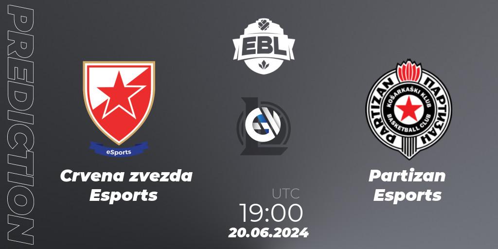 Pronóstico Crvena zvezda Esports - Partizan Esports. 20.06.2024 at 19:00, LoL, Esports Balkan League Season 15