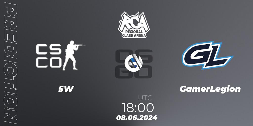 Pronóstico 5W Gaming - GamerLegion. 08.06.2024 at 18:00, Counter-Strike (CS2), Regional Clash Arena Europe