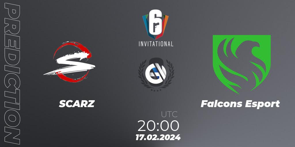Pronóstico SCARZ - Falcons Esport. 17.02.2024 at 20:00, Rainbow Six, Six Invitational 2024 - Group Stage