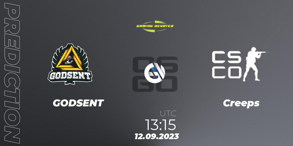 Pronóstico GODSENT - Creeps. 12.09.2023 at 13:15, Counter-Strike (CS2), Gaming Devoted Become The Best