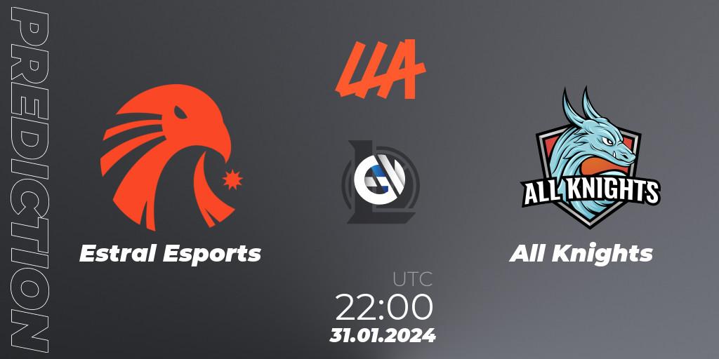 Pronóstico Estral Esports - All Knights. 31.01.24, LoL, LLA 2024 Opening Group Stage