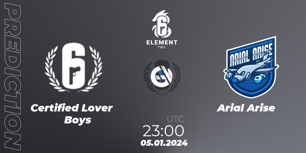 Pronóstico Certified Lover Boys - Arial Arise. 05.01.2024 at 23:00, Rainbow Six, ELEMENT TWO
