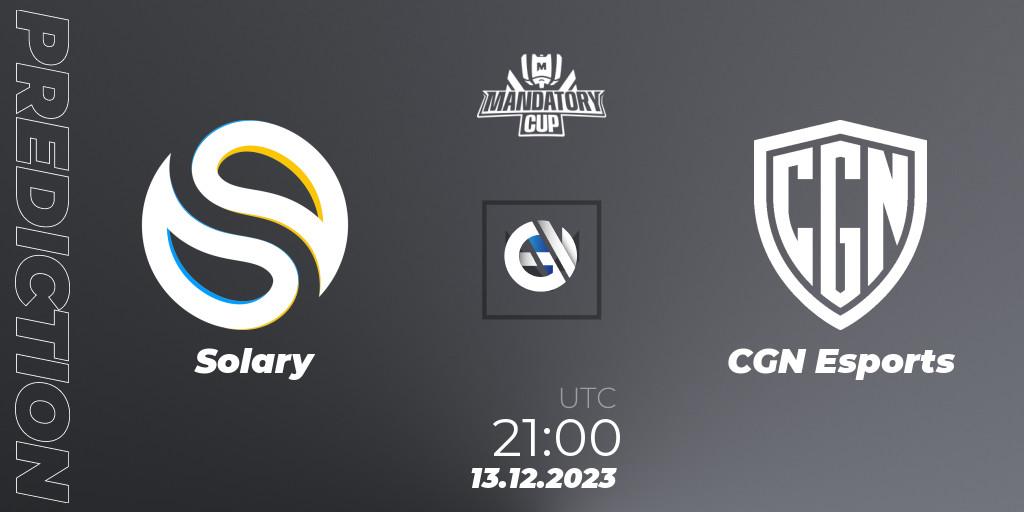Pronóstico Solary - CGN Esports. 13.12.23, VALORANT, Mandatory Cup #3