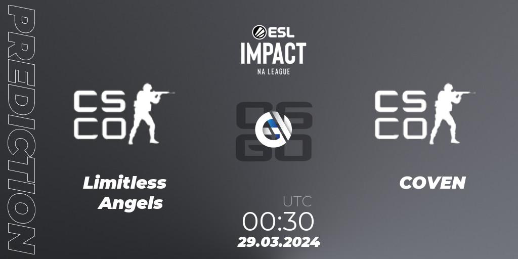 Pronóstico Limitless Angels - COVEN. 29.03.2024 at 00:30, Counter-Strike (CS2), ESL Impact League Season 5: North America