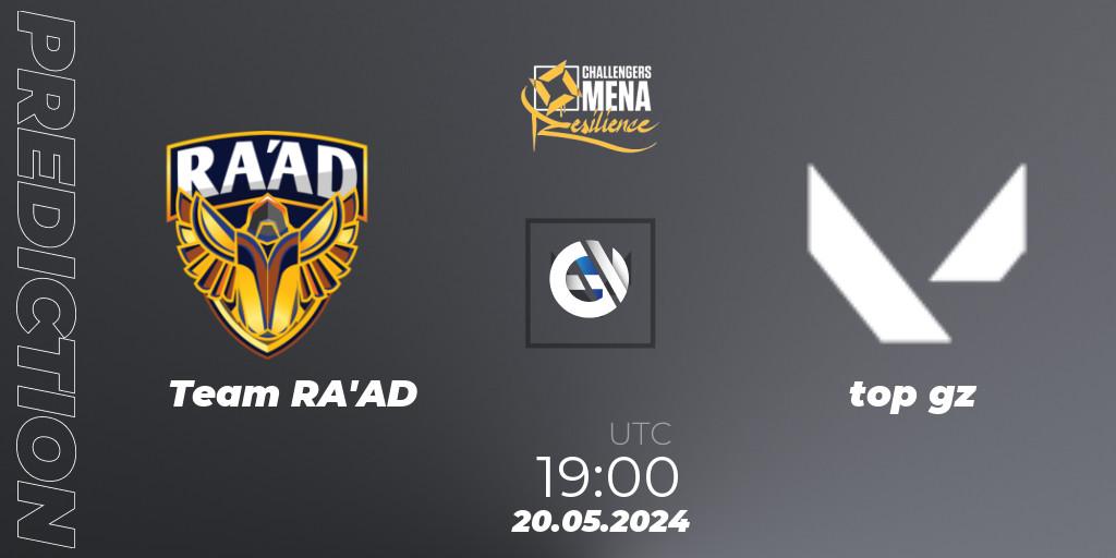 Pronóstico Team RA'AD - top gz. 20.05.2024 at 19:00, VALORANT, VALORANT Challengers 2024 MENA: Resilience Split 2 - Levant and North Africa