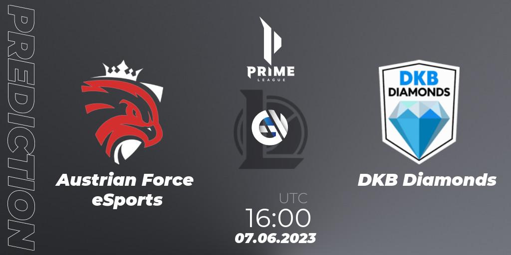 Pronóstico Austrian Force eSports - DKB Diamonds. 07.06.2023 at 16:00, LoL, Prime League 2nd Division Summer 2023