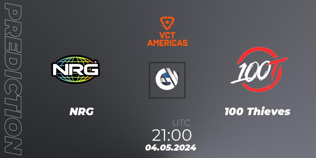 Pronóstico NRG - 100 Thieves. 04.05.2024 at 21:00, VALORANT, VALORANT Champions Tour 2024: Americas League - Stage 1 - Group Stage