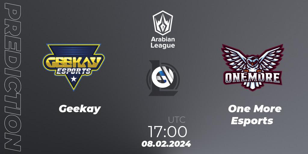 Pronóstico Geekay - One More Esports. 08.02.2024 at 17:00, LoL, Arabian League Spring 2024