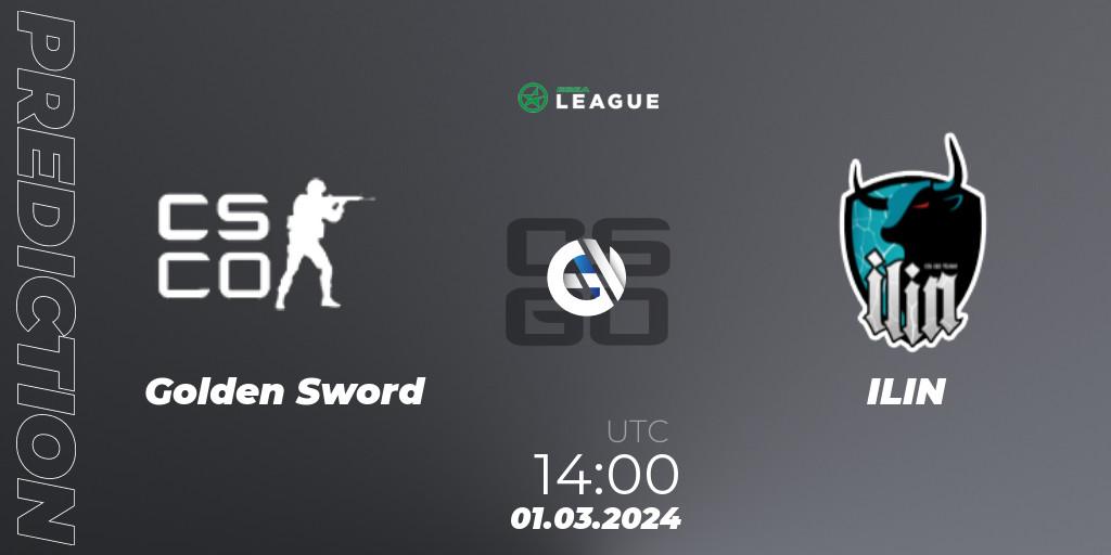 Pronóstico Golden Sword - ILIN. 01.03.2024 at 14:00, Counter-Strike (CS2), ESEA Season 48: Advanced Division - Europe