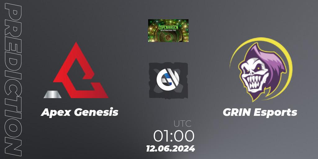 Pronóstico Apex Genesis - GRIN Esports. 12.06.2024 at 01:00, Dota 2, The International 2024: North America Closed Qualifier