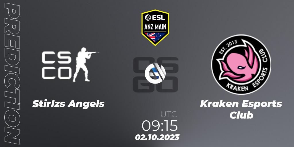 Pronóstico Stirlzs Angels - Kraken Esports Club. 02.10.2023 at 09:15, Counter-Strike (CS2), ESL ANZ Main Season 17
