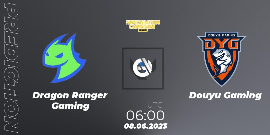 Pronóstico Dragon Ranger Gaming - Douyu Gaming. 08.06.2023 at 12:50, VALORANT, VALORANT Champions Tour 2023: China Preliminaries