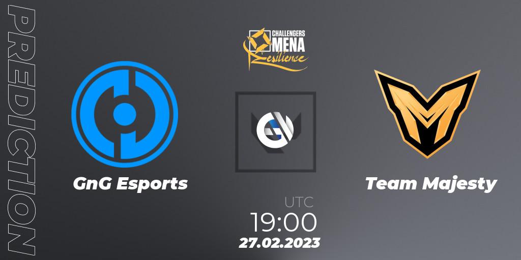 Pronóstico GnG Esports - Team Majesty. 27.02.2023 at 18:00, VALORANT, VALORANT Challengers 2023 MENA: Resilience Split 1 - Levant and North Africa