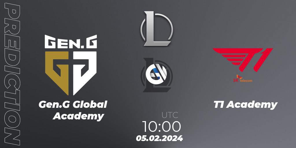 Pronóstico Gen.G Global Academy - T1 Academy. 05.02.2024 at 10:00, LoL, LCK Challengers League 2024 Spring - Group Stage