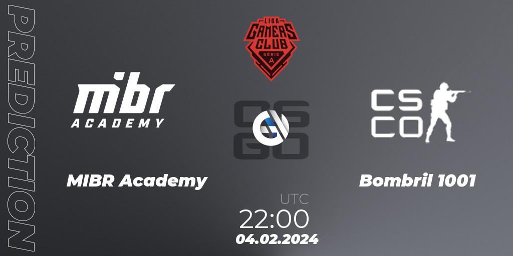 Pronóstico MIBR Academy - Bombril 1001. 04.02.2024 at 22:00, Counter-Strike (CS2), Gamers Club Liga Série A: January 2024