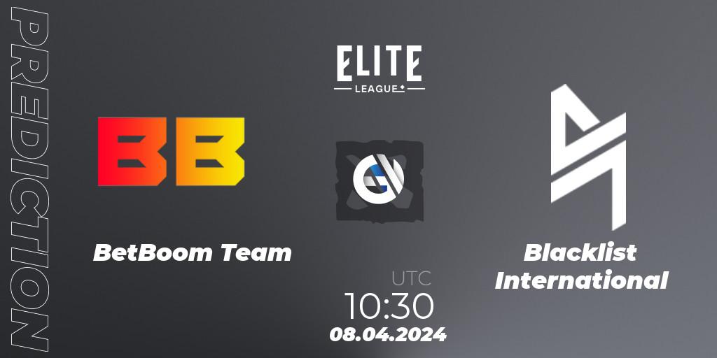 Pronóstico BetBoom Team - Blacklist International. 08.04.24, Dota 2, Elite League: Round-Robin Stage