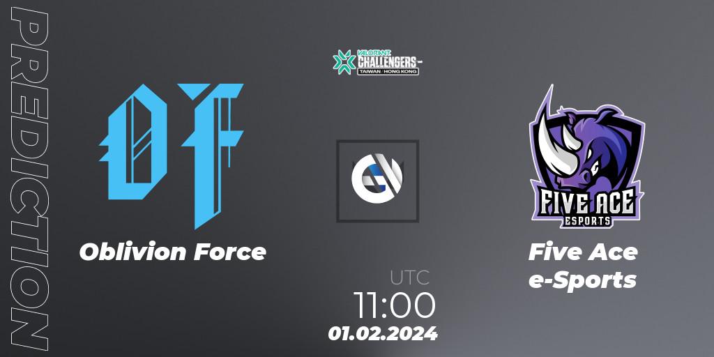 Pronóstico Oblivion Force - Five Ace e-Sports. 01.02.2024 at 11:00, VALORANT, VALORANT Challengers Hong Kong and Taiwan 2024: Split 1