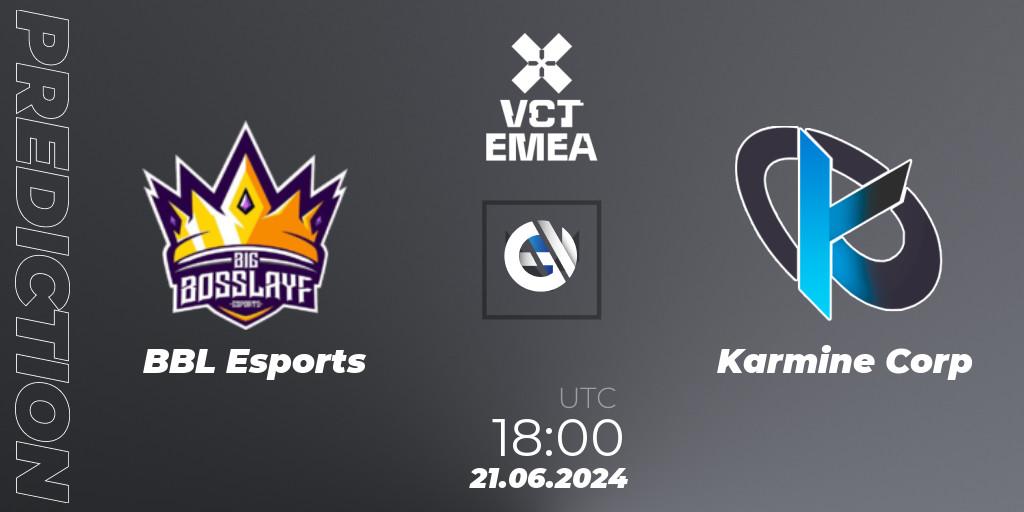 Pronóstico BBL Esports - Karmine Corp. 21.06.2024 at 16:00, VALORANT, VALORANT Champions Tour 2024: EMEA League - Stage 2 - Group Stage