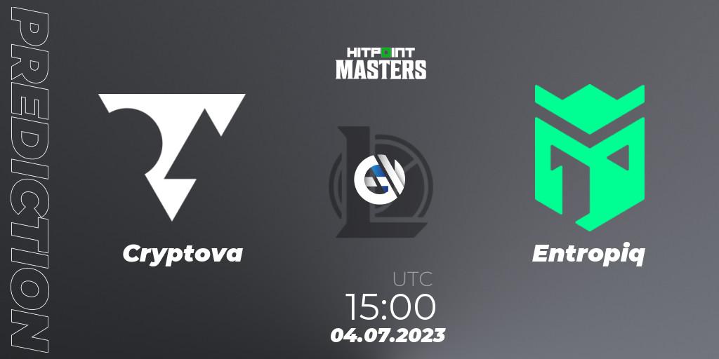 Pronóstico Cryptova - Entropiq. 04.07.2023 at 15:00, LoL, Hitpoint Masters Summer 2023 - Group Stage