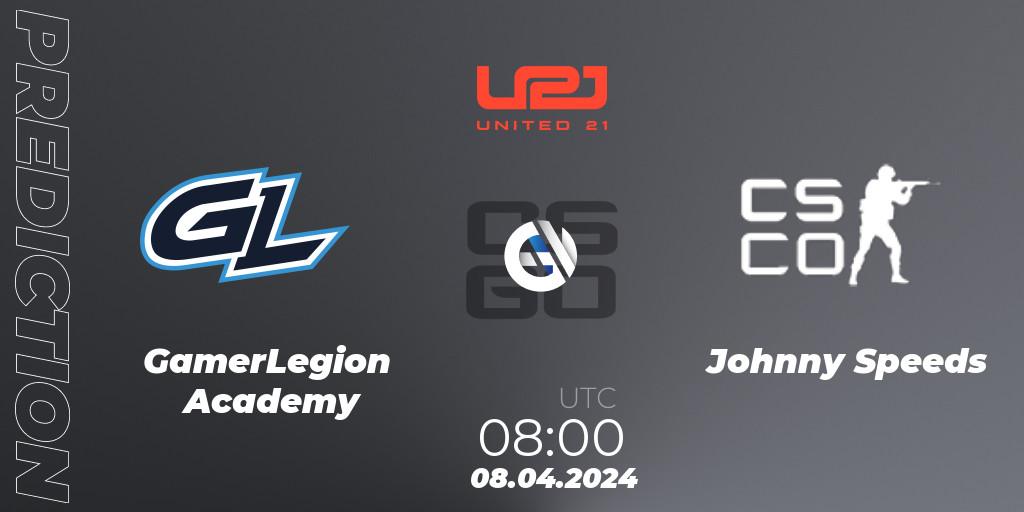 Pronóstico GamerLegion Academy - Johnny Speeds. 08.04.24, CS2 (CS:GO), United21 Season 14
